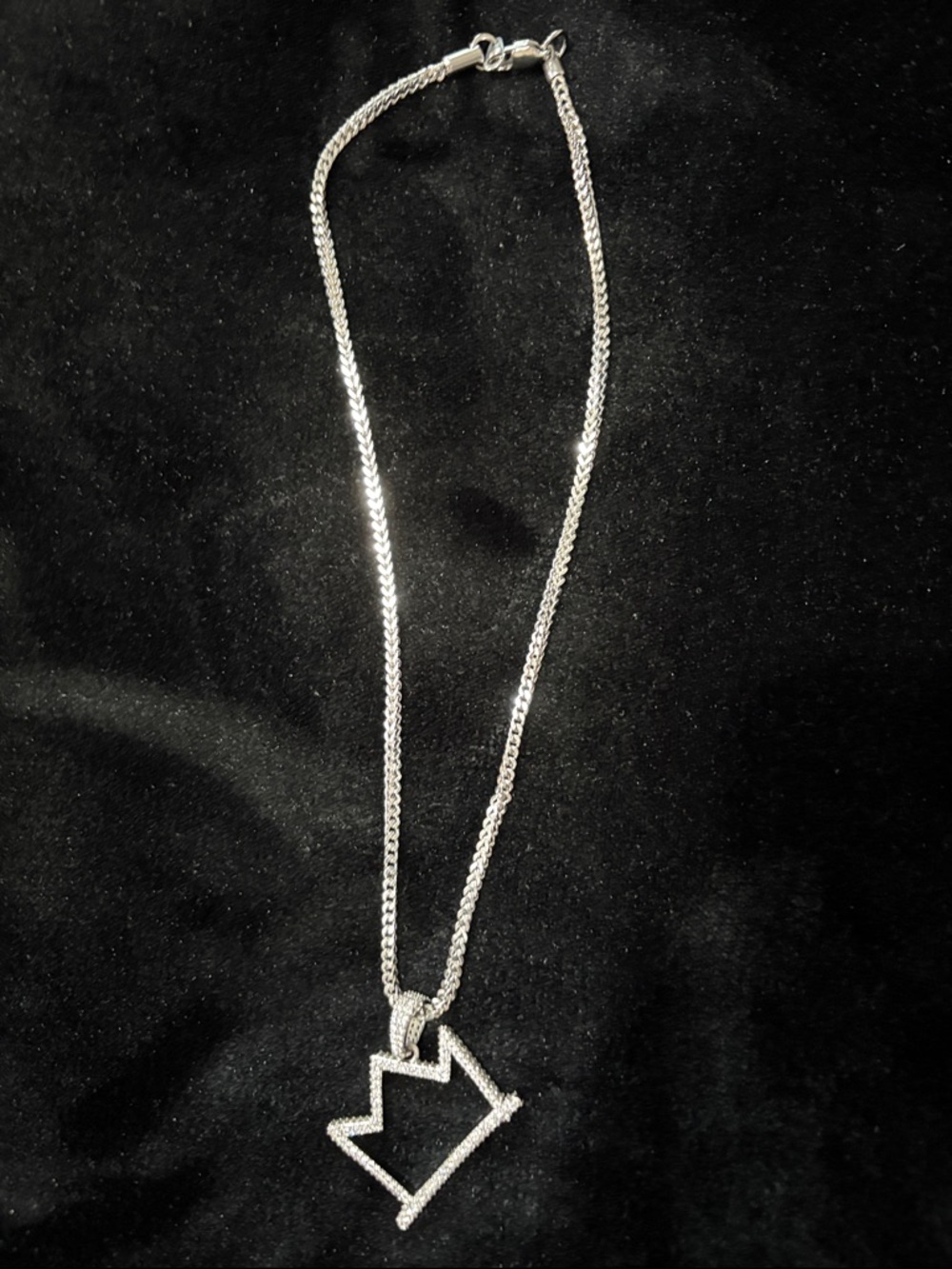 Silver Crown Pendant Necklace - Sparkling Pavé Design